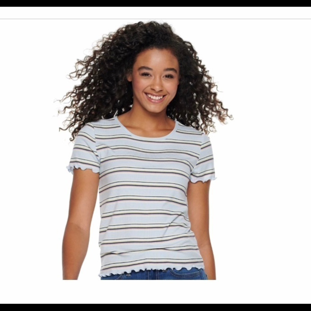 Juniors' SO Ribbed knit Baby Tee blue XL